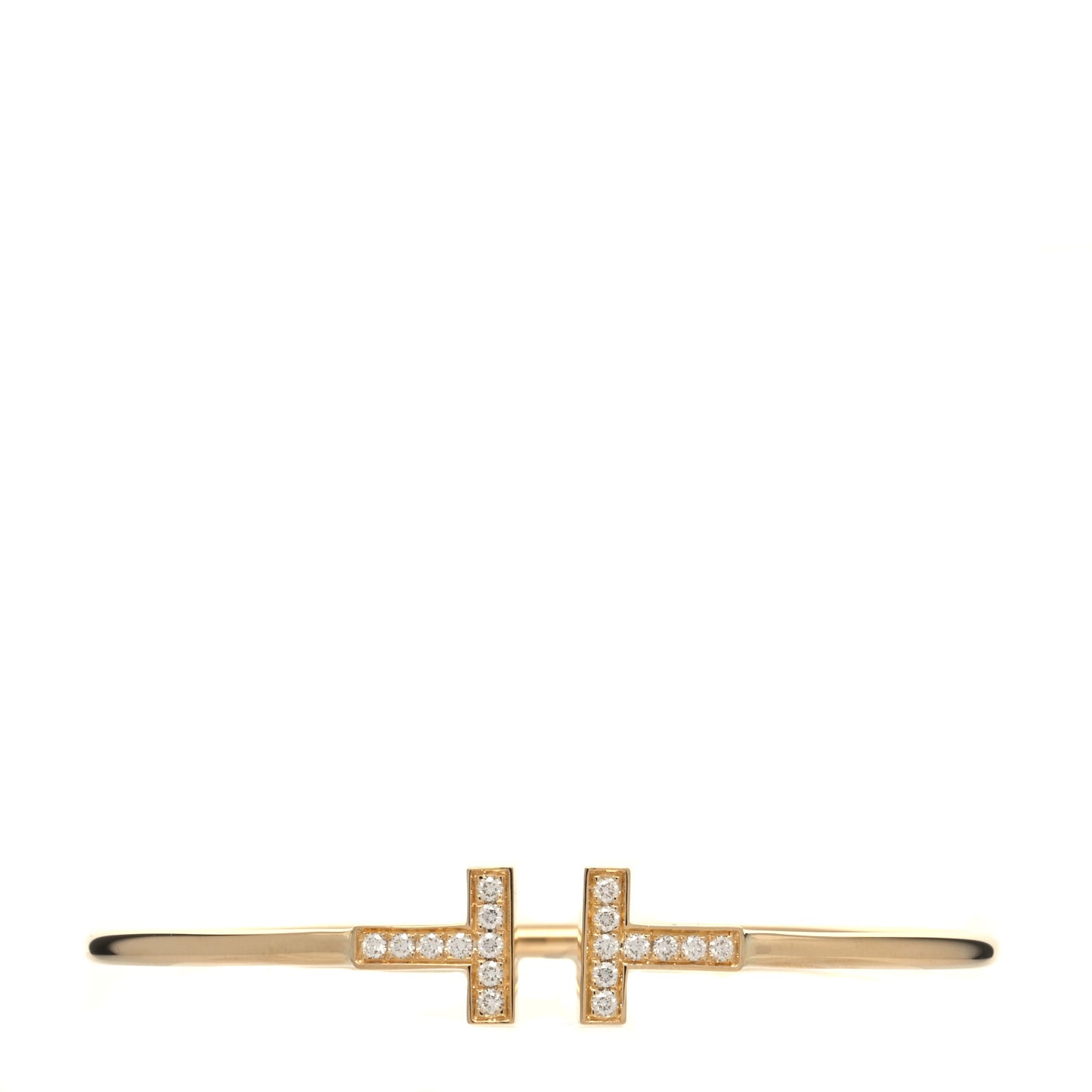 18K Yellow Gold Diamond T Wire Bracelet