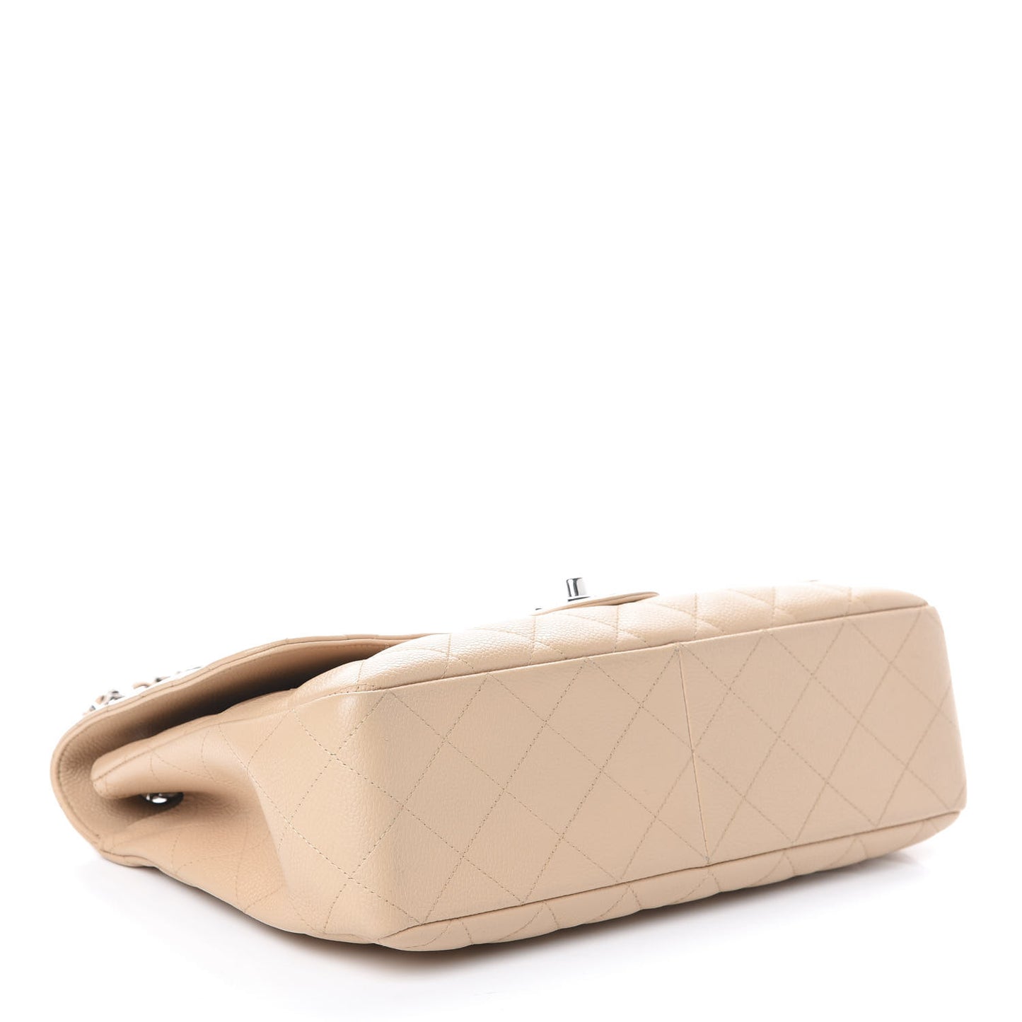 Caviar Quilted Jumbo Single Flap Beige Clair