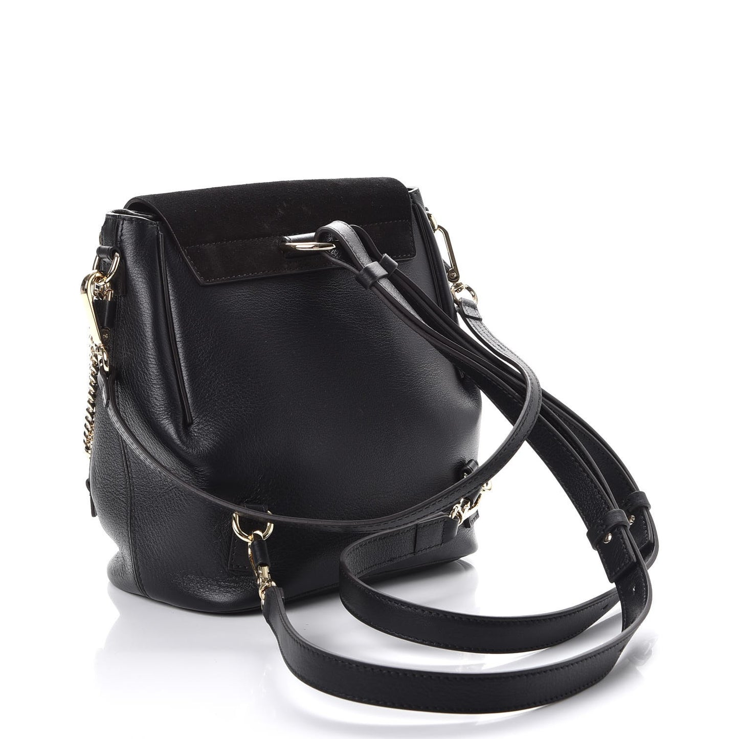Suede Calfskin Small Faye Backpack Black