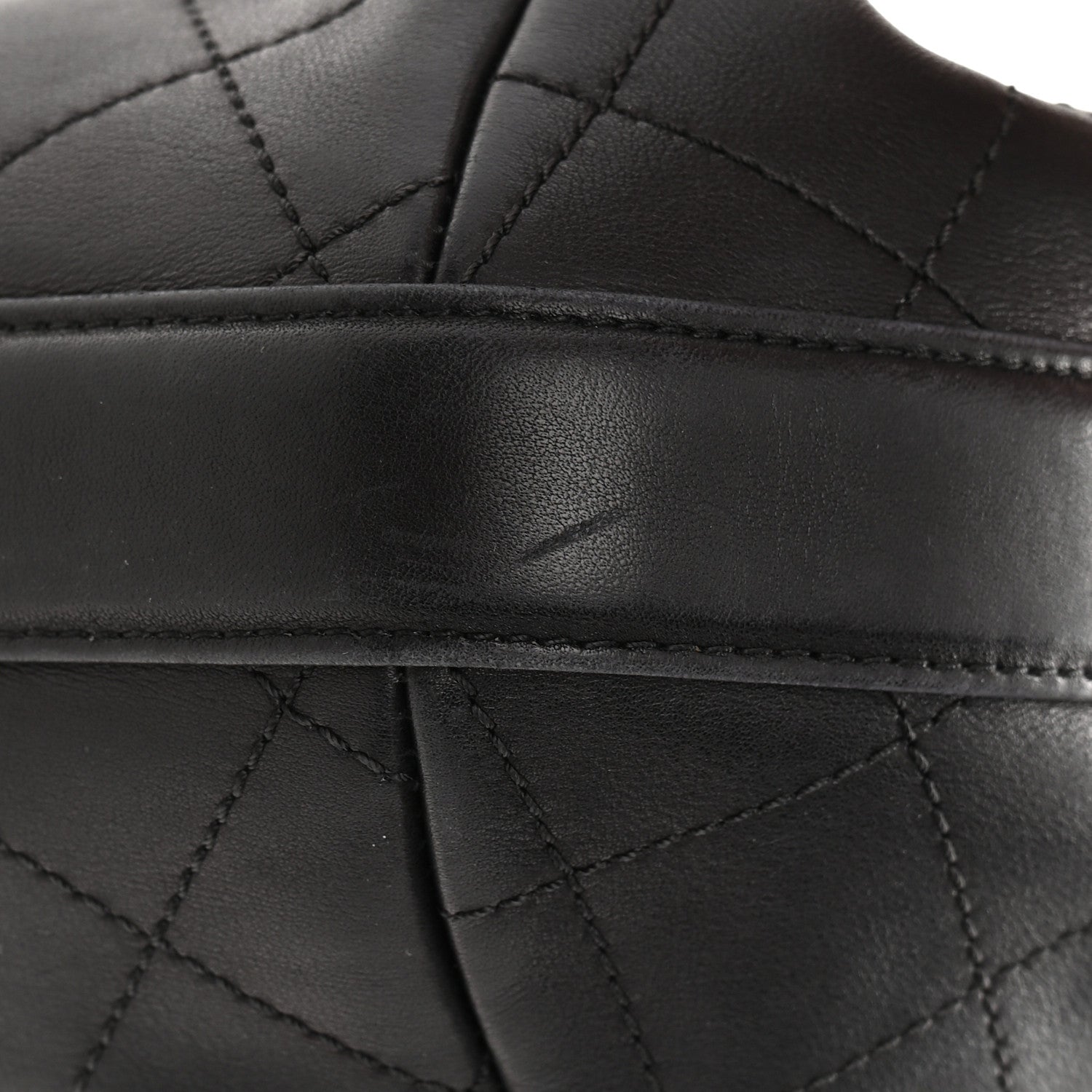 Chanel Calfskin Stitched Small Paris Rome Drawstring CC Bag Black 13 of 19