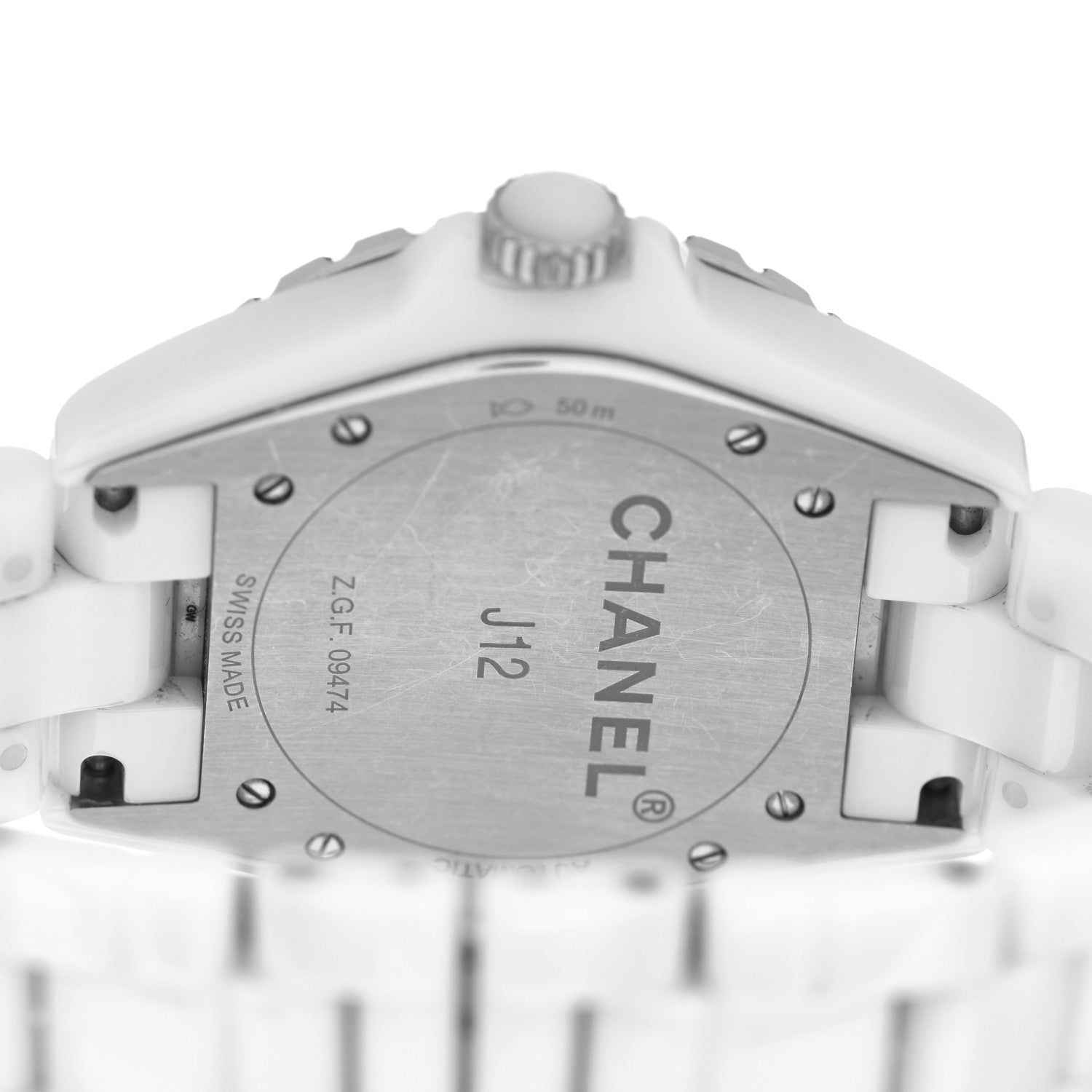 Chanel Stainless Steel Ceramic Diamond Bezel 38mm J12 Automatic Watch White 4 of 5