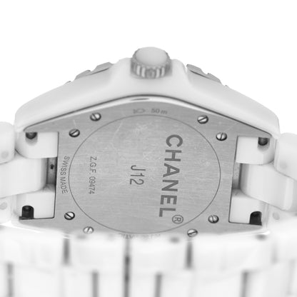 Chanel Stainless Steel Ceramic Diamond Bezel 38mm J12 Automatic Watch White 4 of 5