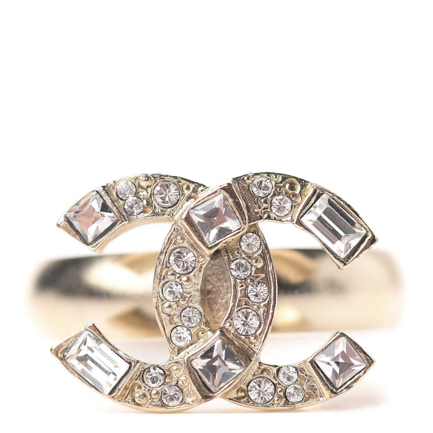 Chanel Crystal Baguette CC Ring 6 Gold 1 of 6