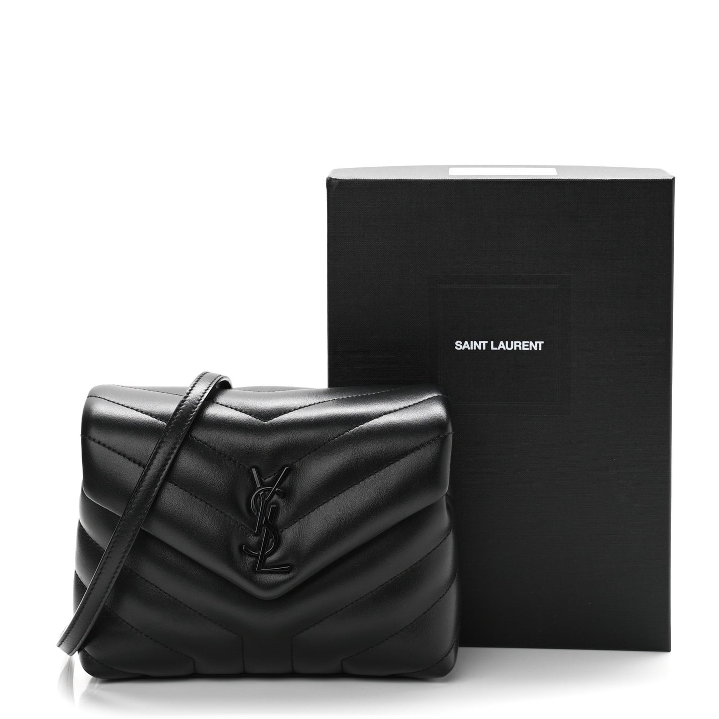 Calfskin Y Quilted Monogram Toy Loulou Crossbody Bag Black