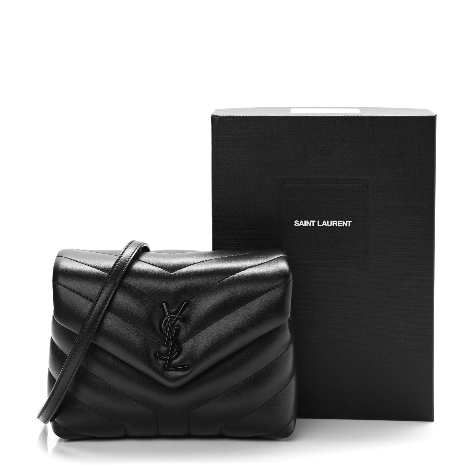 Saint Laurent Calfskin Y Quilted Monogram Toy Loulou Crossbody Bag Black 11 of 11