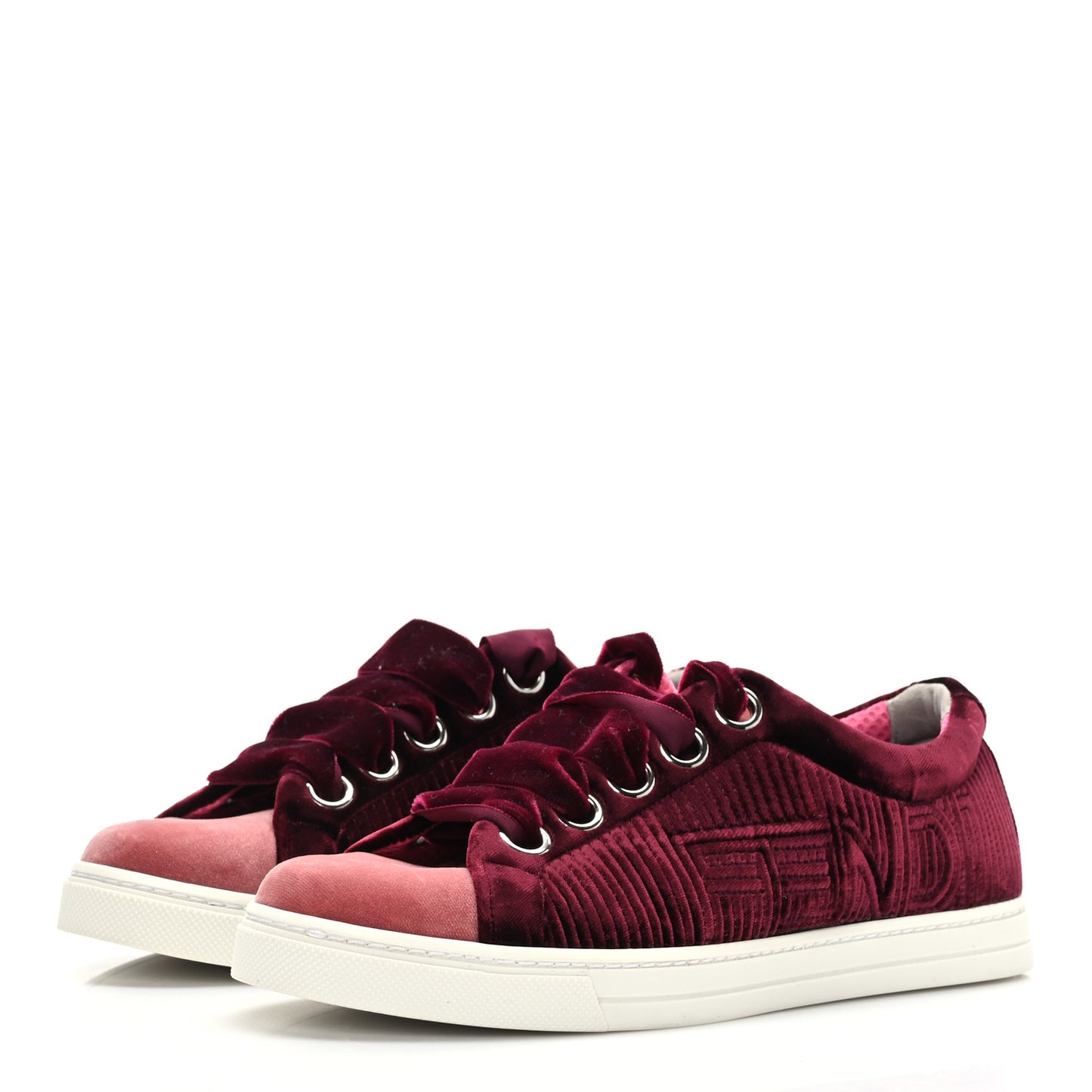 Velvet Quilted Logo Sneakers 37 Burgundy