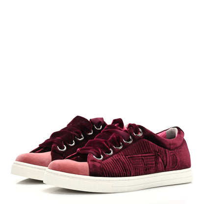 Fendi Velvet Quilted Logo Sneakers 37 Burgundy 4 of 8