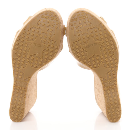 Jimmy Choo Patent Wedge Sandals 40.5 Nude 5 of 9