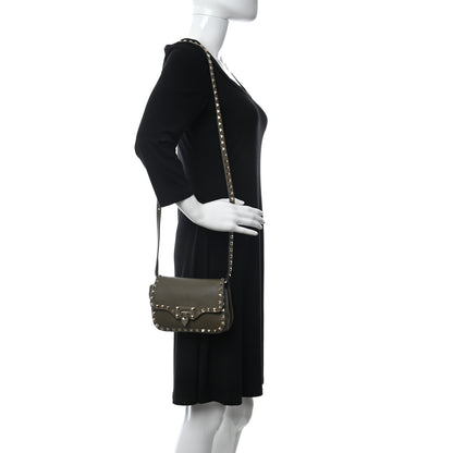 Valentino Garavani Vitello Mini Rockstud Flap Saddle Crossbody Bag Army Green 2 of 11