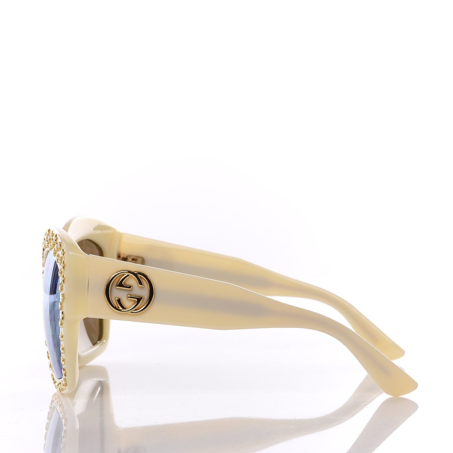 Gucci Square Frame Star Sunglasses GG 3870/S Ivory Gold 3 of 10