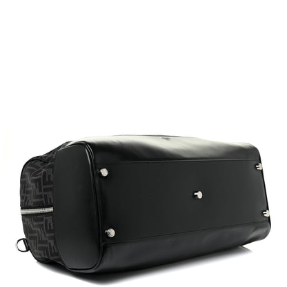Fendi Recycled Fabric Jacquard Vitello Astro FF 1974 Medium Duffle Bag Asfalto Black 4 of 19