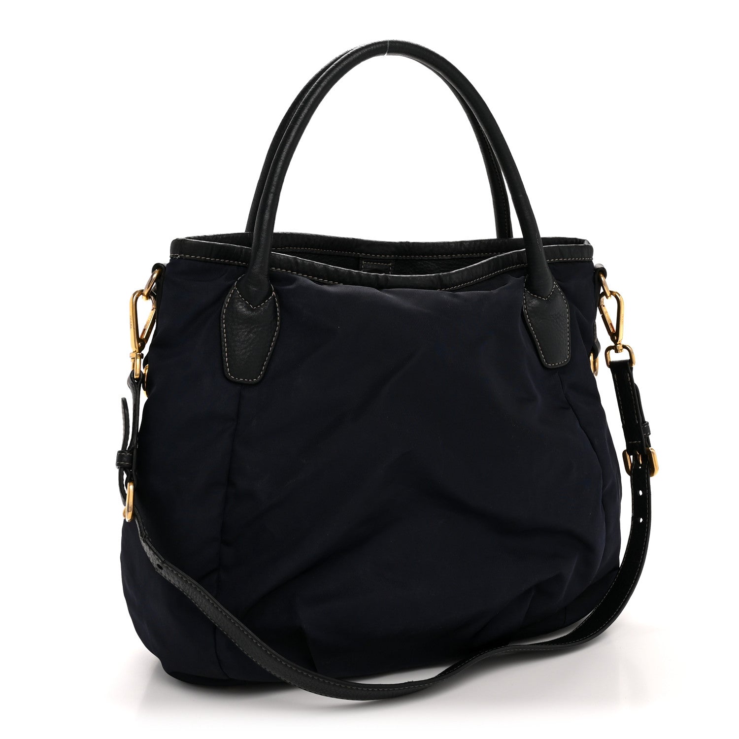 Prada Tessuto Nylon Vitello Daino Tote Bleu 3 of 15