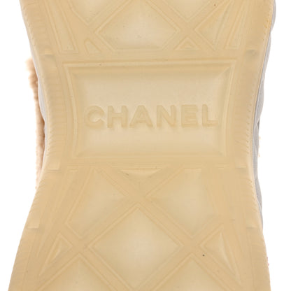 Chanel Shearling Suede CC High Top Sneakers 38.5 White Pink 8 of 9