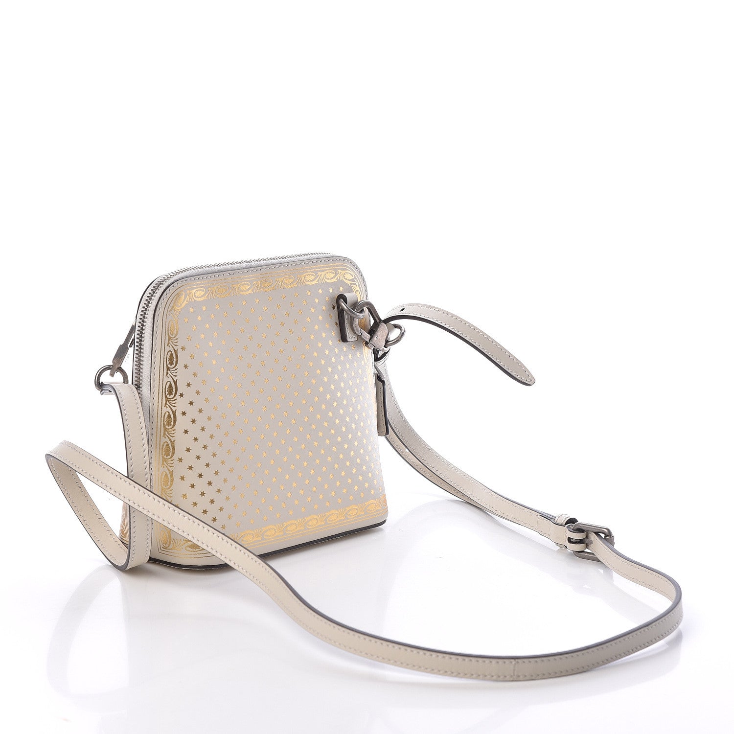 Gucci X SEGA Calfskin GUCCY Stars Mini Dome Shoulder Bag Mystic White Gold 3 of 9