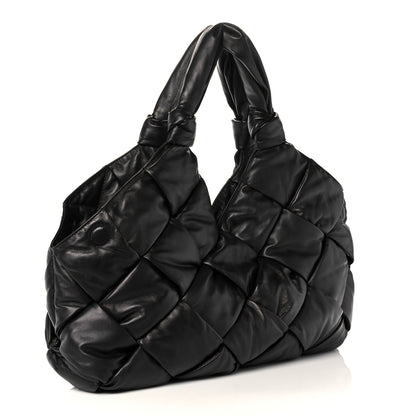 Bottega Veneta Nappa Intrecciato Maxi Padded Lock Large Shoulder Bag Black 3 of 8