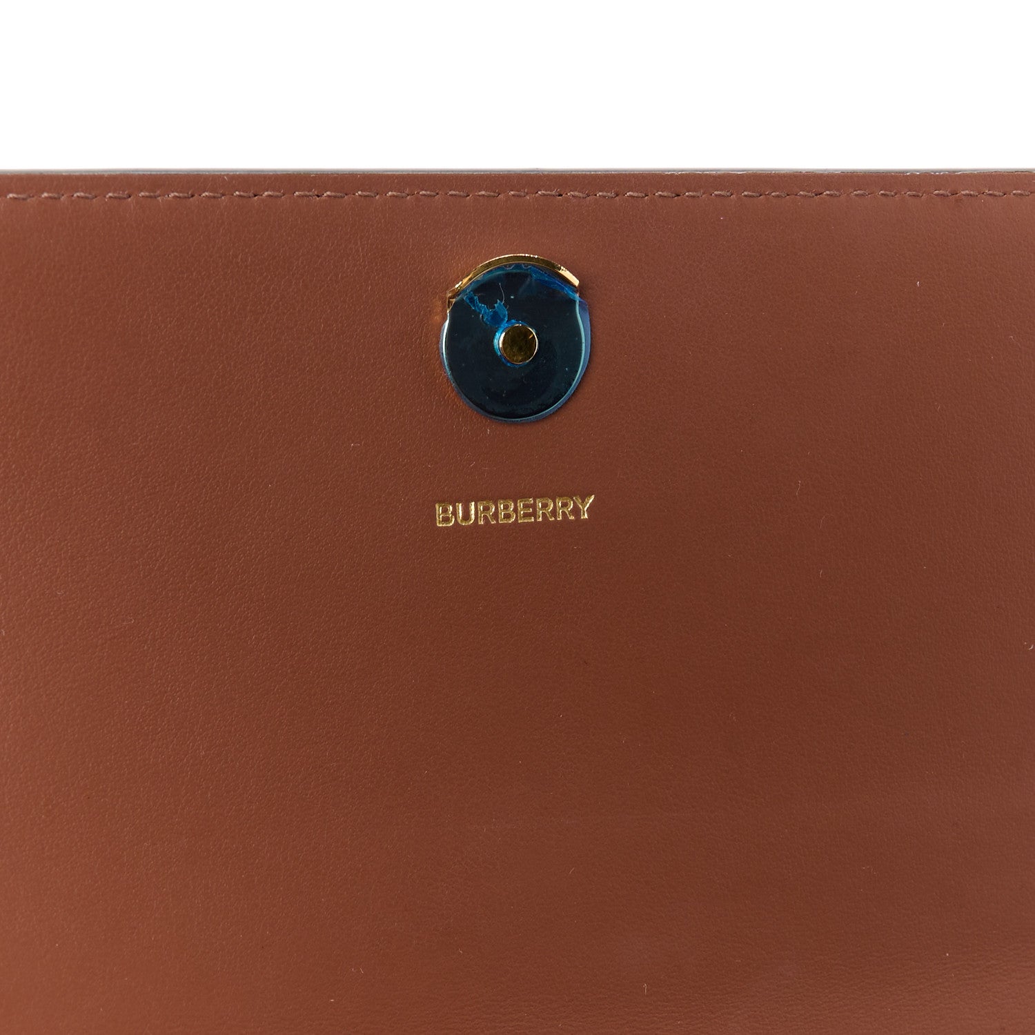 Burberry Grained Calfskin Embossed Logo Henley Wallet On Chain Tan 6 of 9