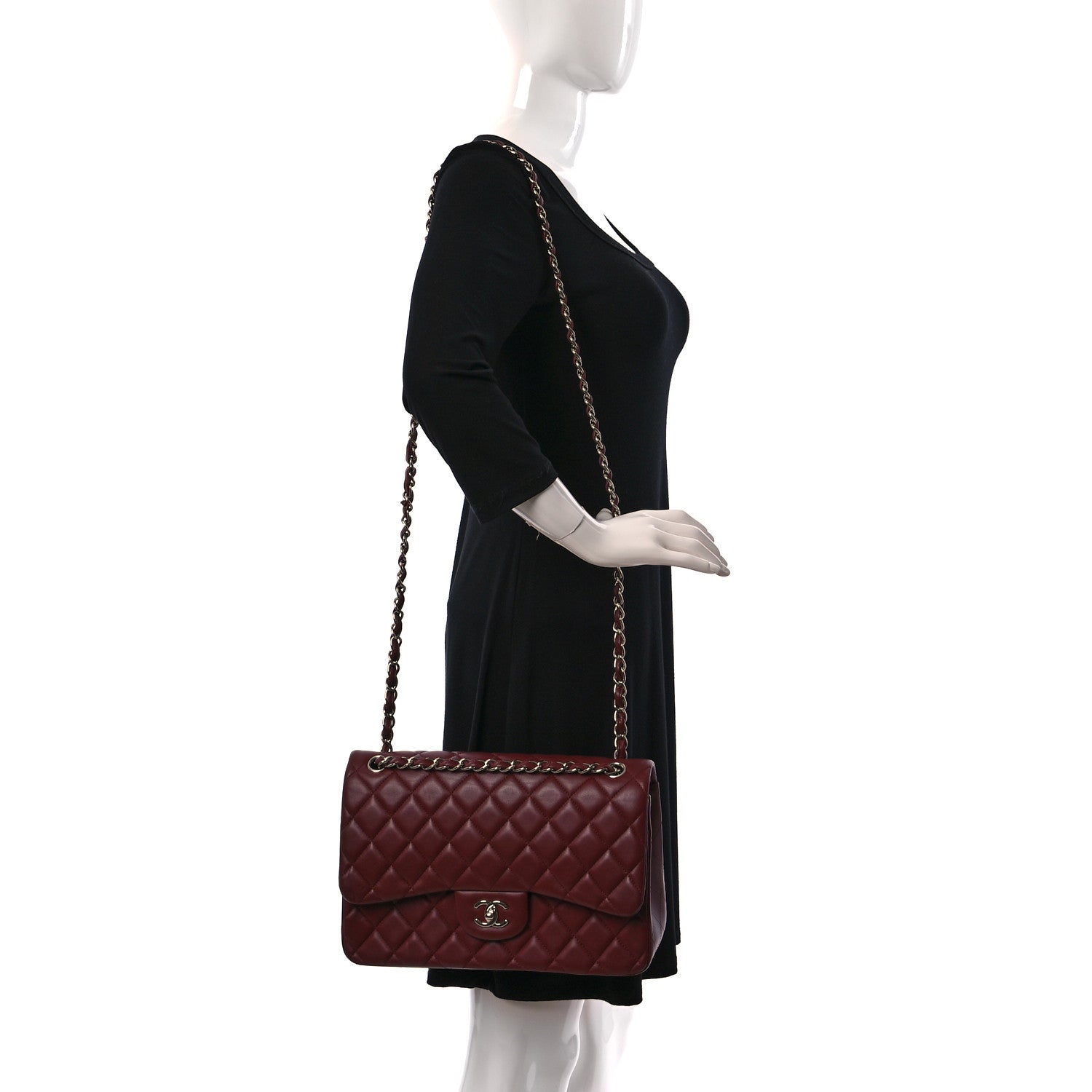 Chanel Lambskin Quilted Jumbo Double Flap Burgundy 2 of 16