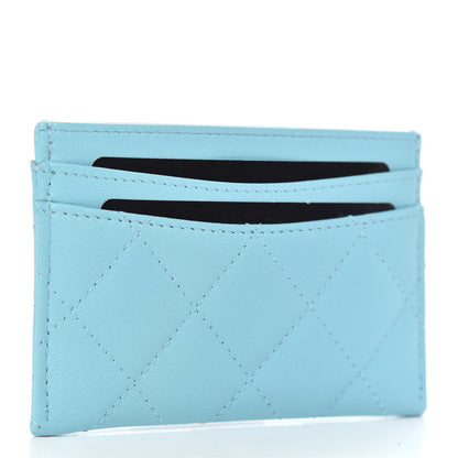 Chanel Lambskin Quilted Card Holder Neon Blue 3 of 9