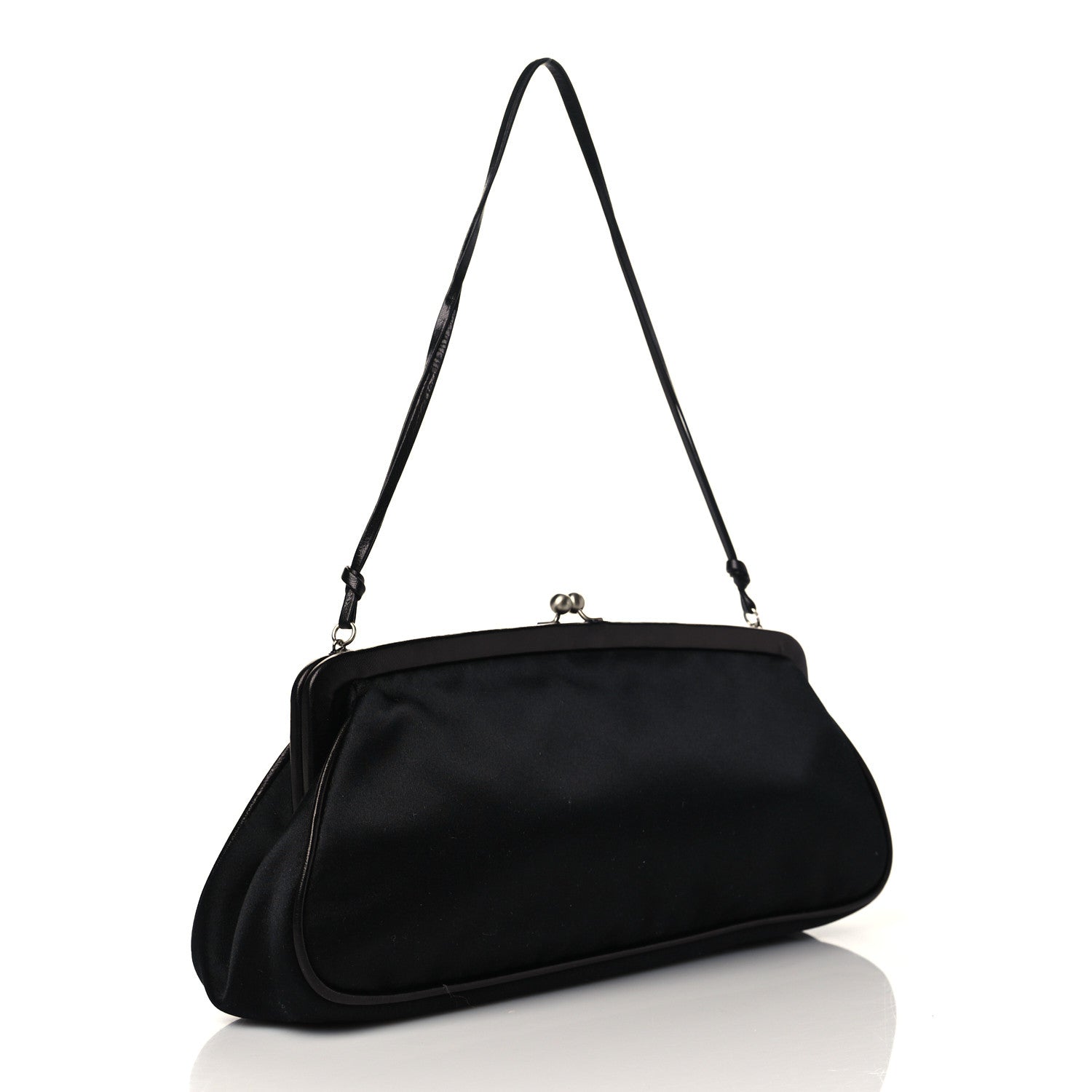 Prada Satin Raso Shoulder Bag Black 2 of 9