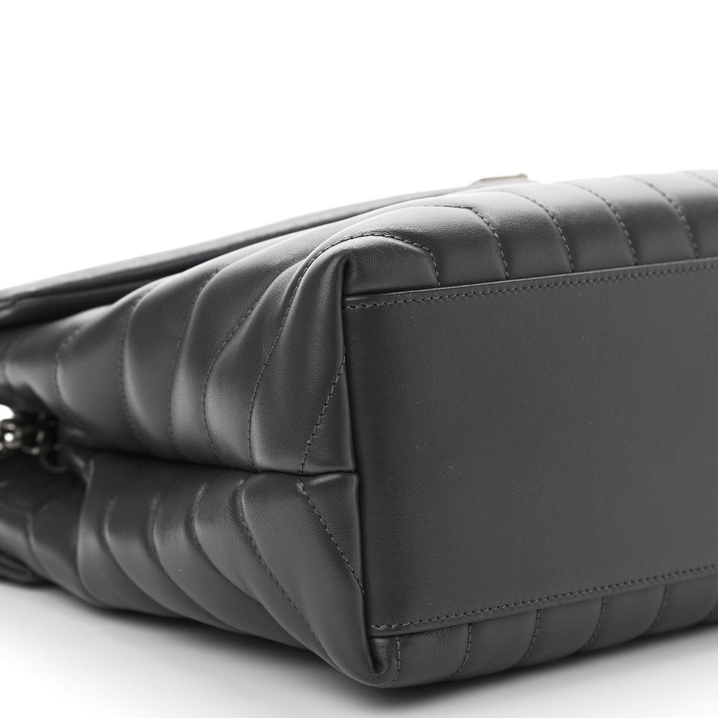 Calfskin Y Quilted Monogram Medium Loulou Chain Satchel Grey