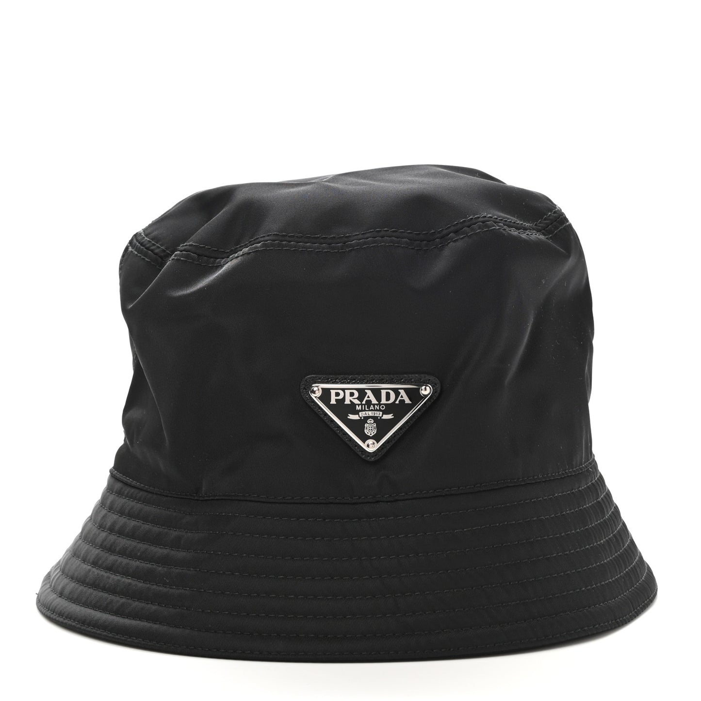 Re-Nylon Metal Triangle Logo Womens Bucket Hat S Black