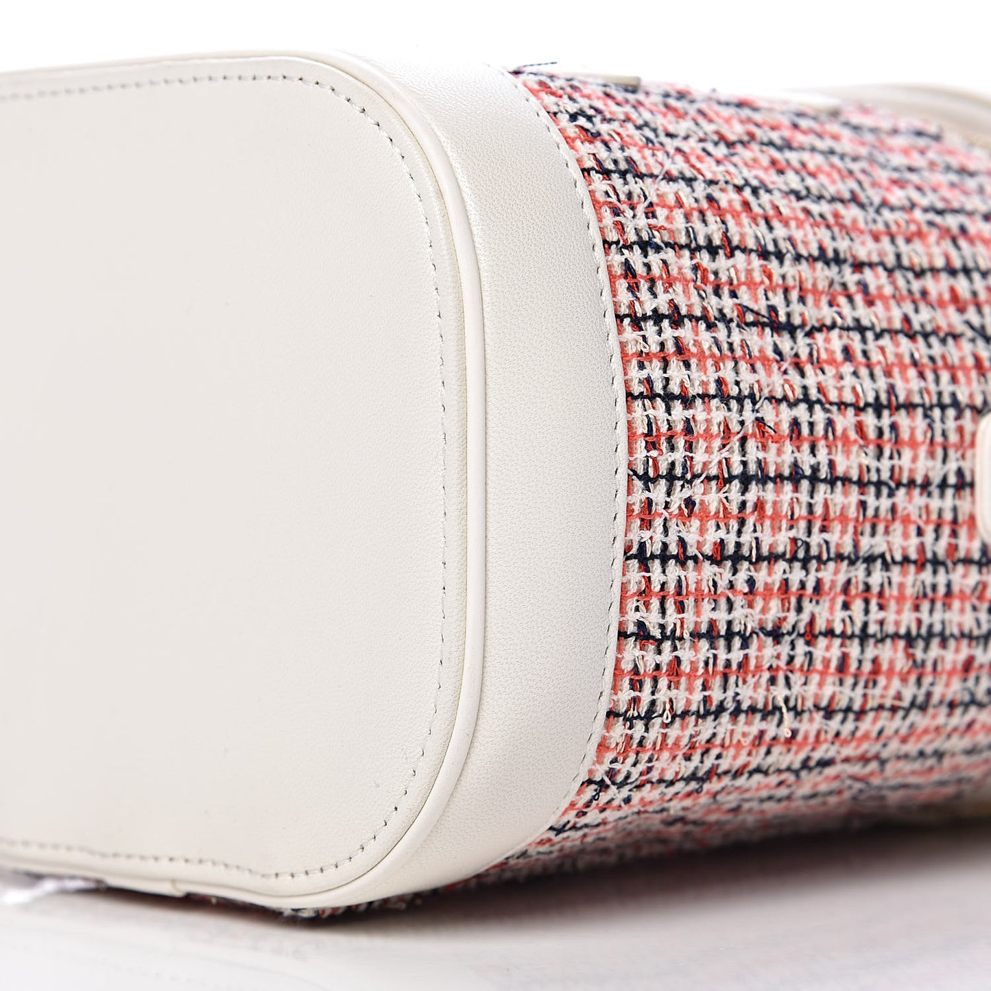 Tweed Lambskin Timeless Vanity Cosmetic Case White
