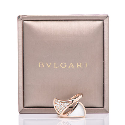 Bulgari 18K Rose Gold Mother of Pearl Diamond Divas' Dream Ring 54 6.75 7 of 7