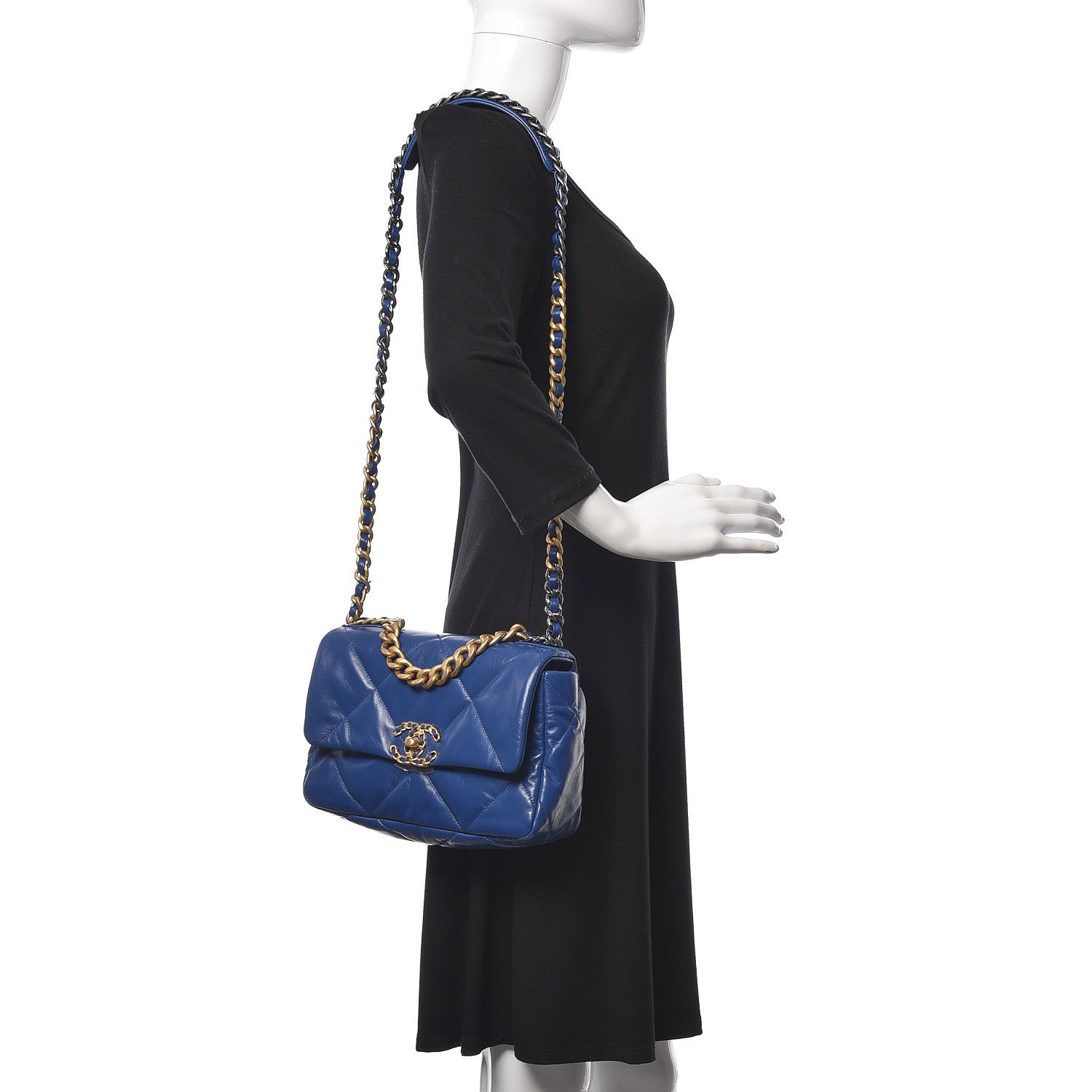 Chanel Goatskin Quilted Medium 19 Flap Dark Blue 2 of 11