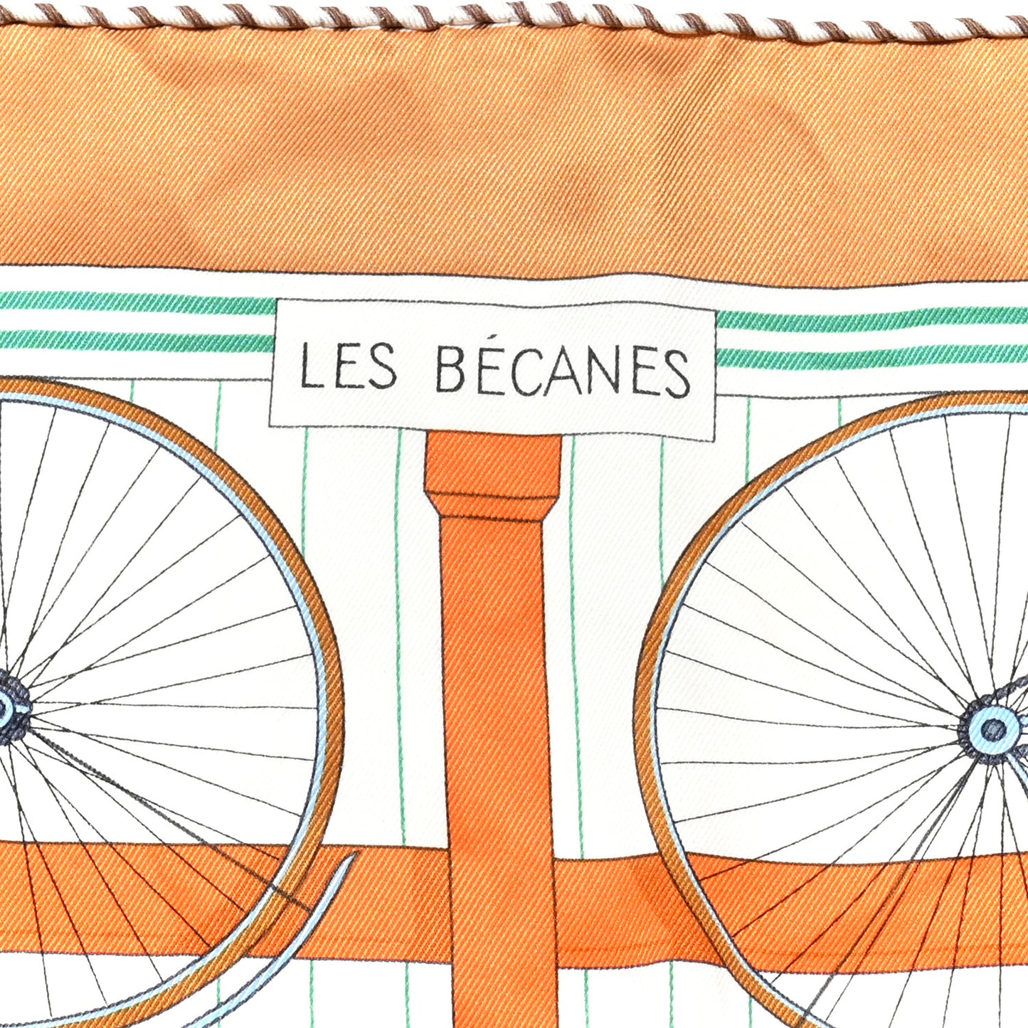 Silk Vintage Les Becanes Scarf 70 Caramel White Vert