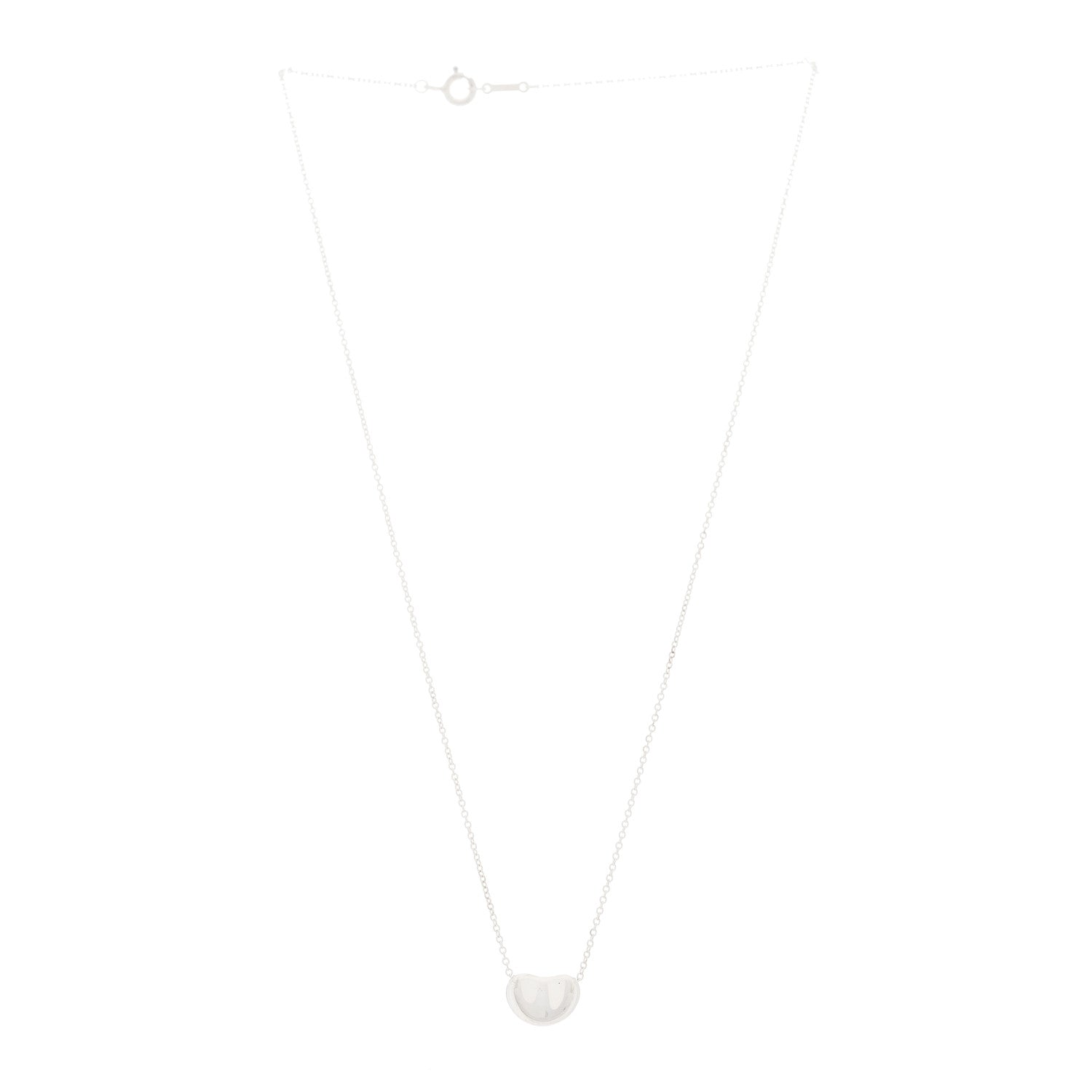 Tiffany Sterling Silver 11mm Elsa Peretti Bean Pendant Necklace 3 of 4