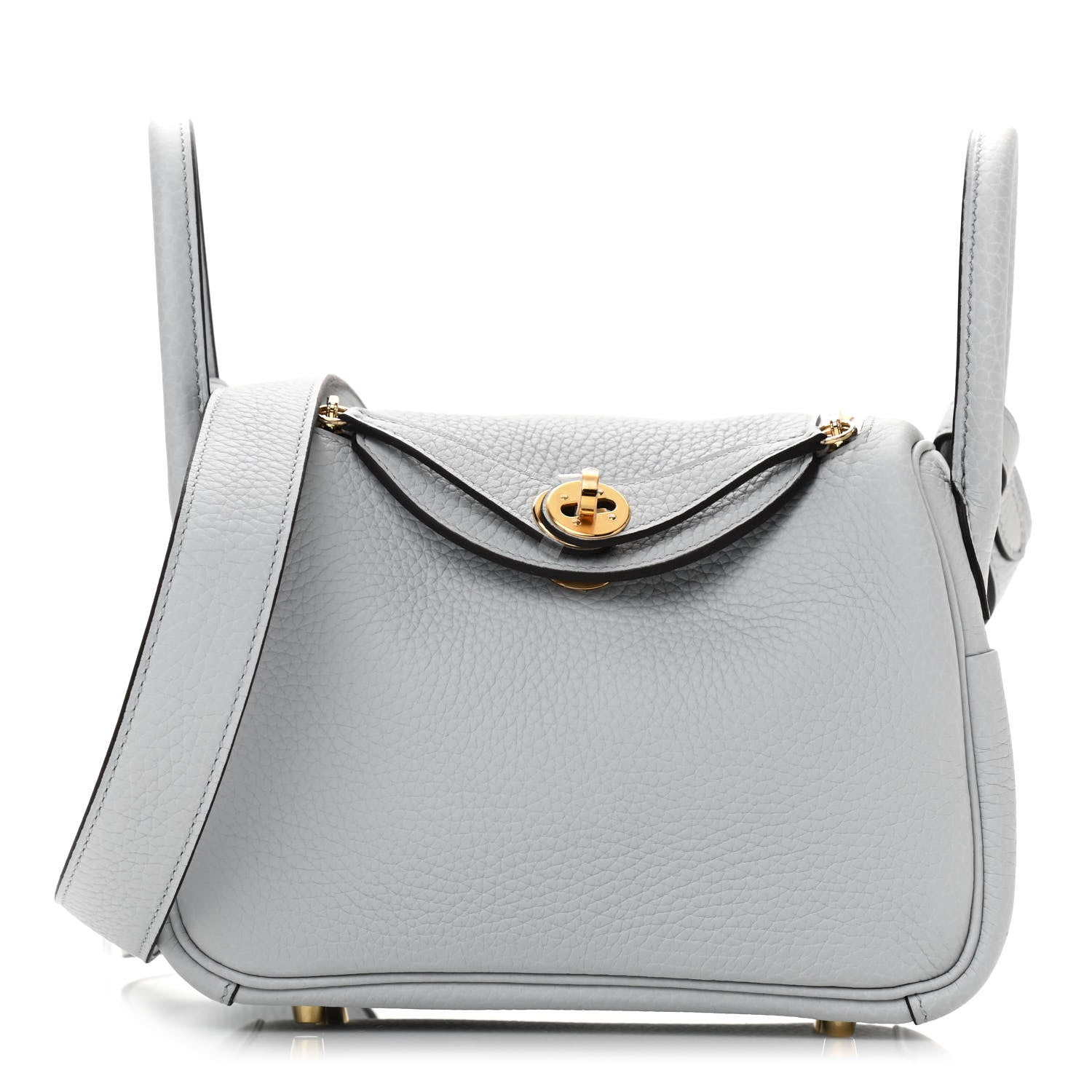 Hermes Taurillon Clemence Mini Lindy 20 Bleu Pale 1 of 11