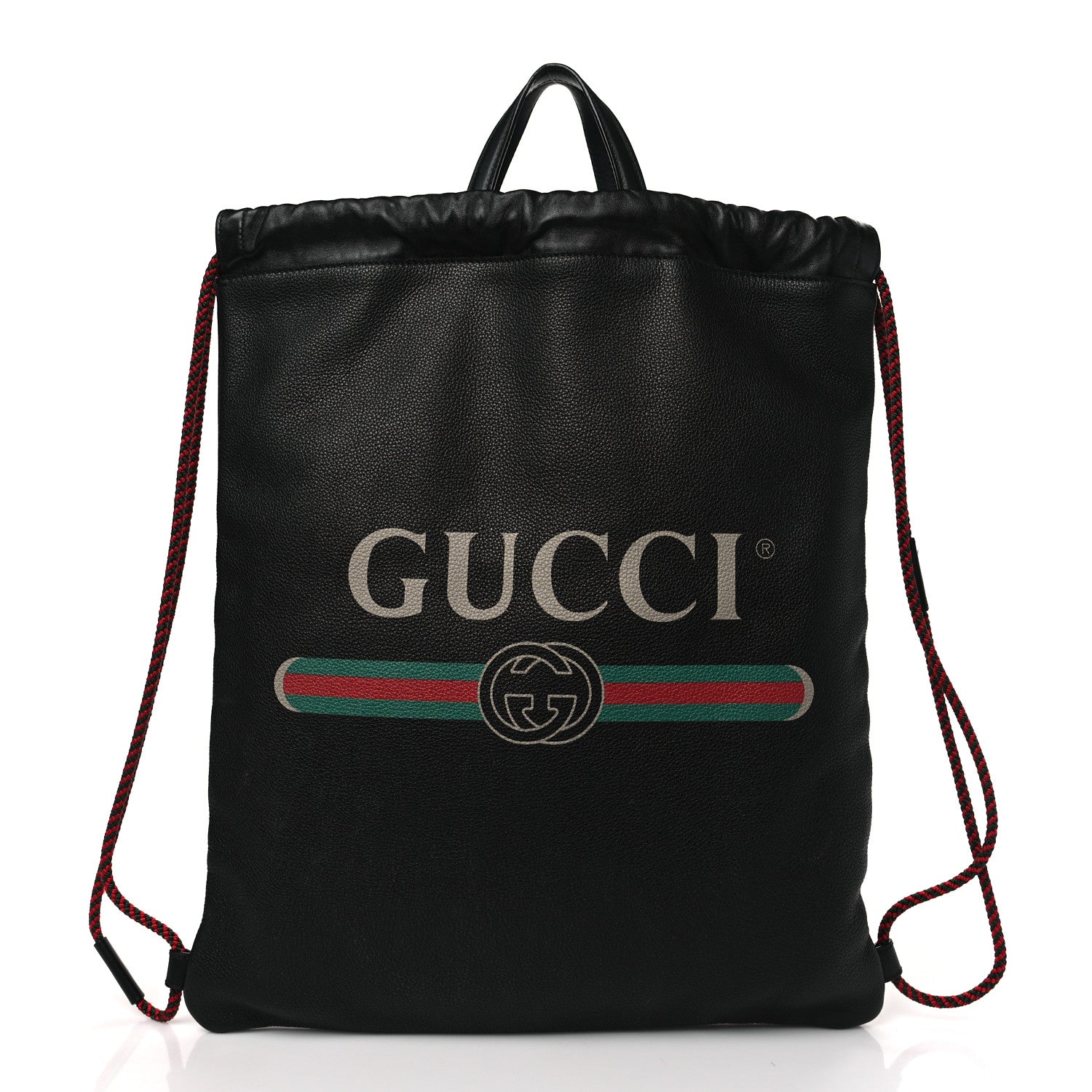 Gucci Calfskin Logo Drawstring Backpack Black 3 of 10