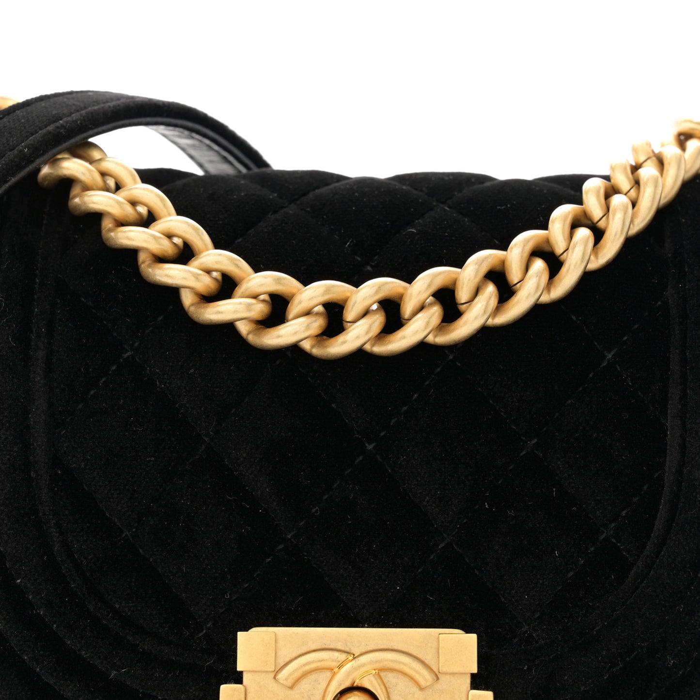 Velvet Quilted Small Boy Messenger Bag Black