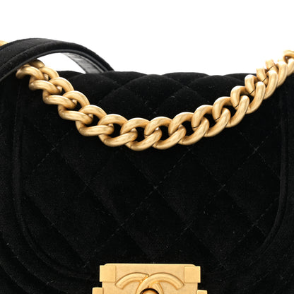 Chanel Velvet Quilted Small Boy Messenger Bag Black 8 of 10