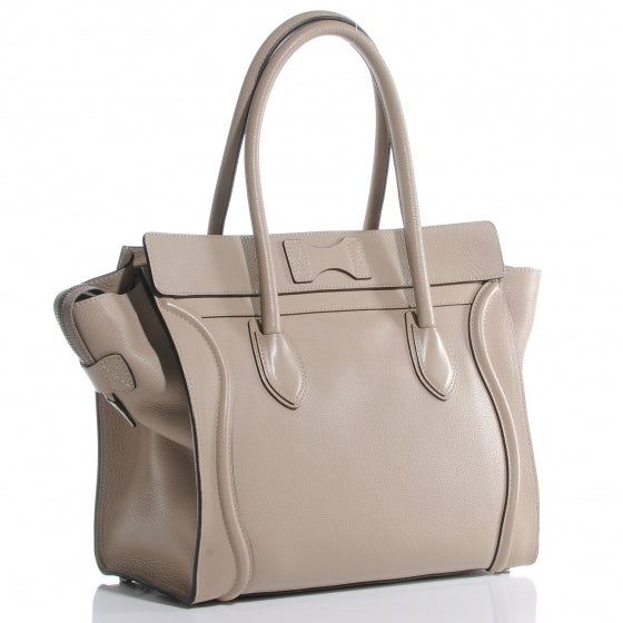 Celine Drummed Leather Shoulder Luggage Dune 3 of 9