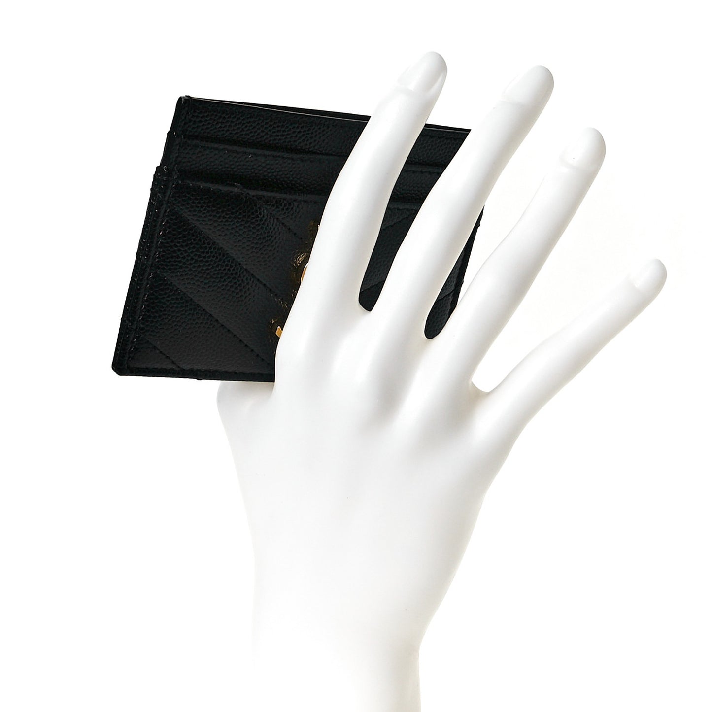 Grain De Poudre Matelasse Chevron Monogram Credit Card Case Black