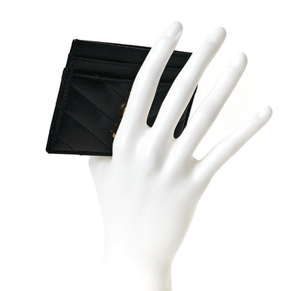 Saint Laurent Grain De Poudre Matelasse Chevron Monogram Credit Card Case Black 2 of 8