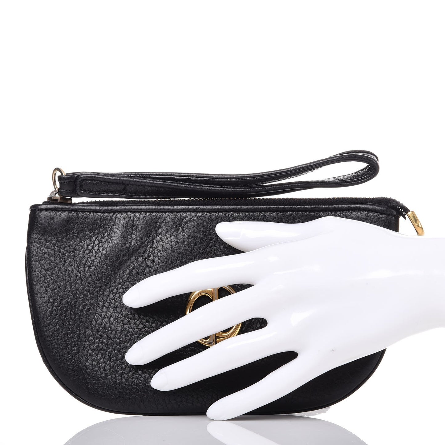 Pebbled Calfskin Wristlet GG Black