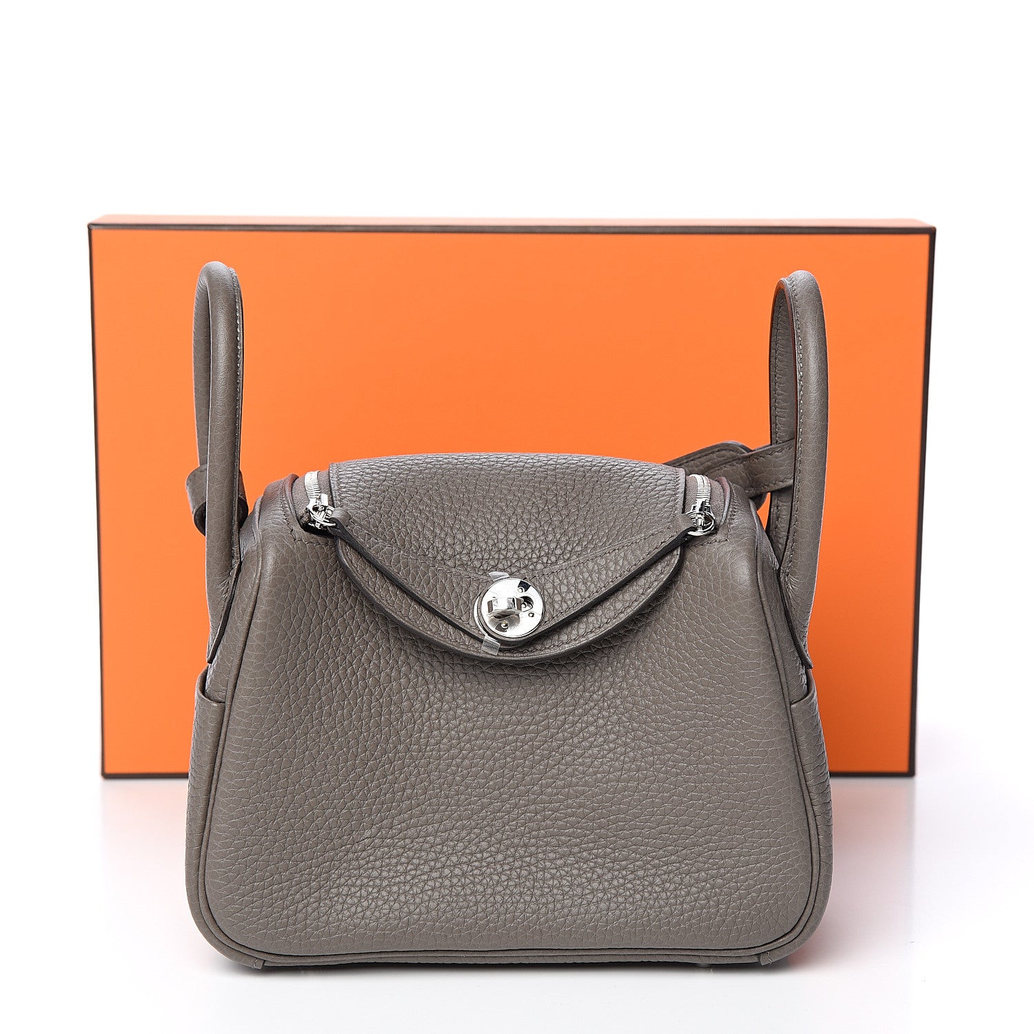 Hermes Taurillon Clemence Mini Lindy 20 Etain 9 of 9