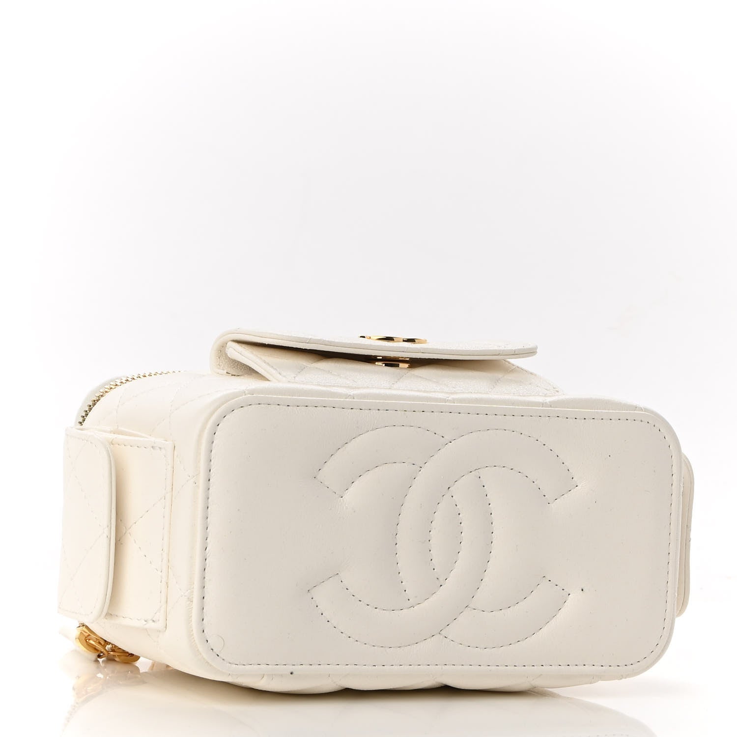 Chanel Lambskin Quilted Polly Pocket East West Top Vanity With Chain White 3 of 10