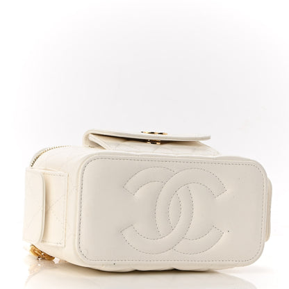Chanel Lambskin Quilted Polly Pocket East West Top Vanity With Chain White 3 of 10