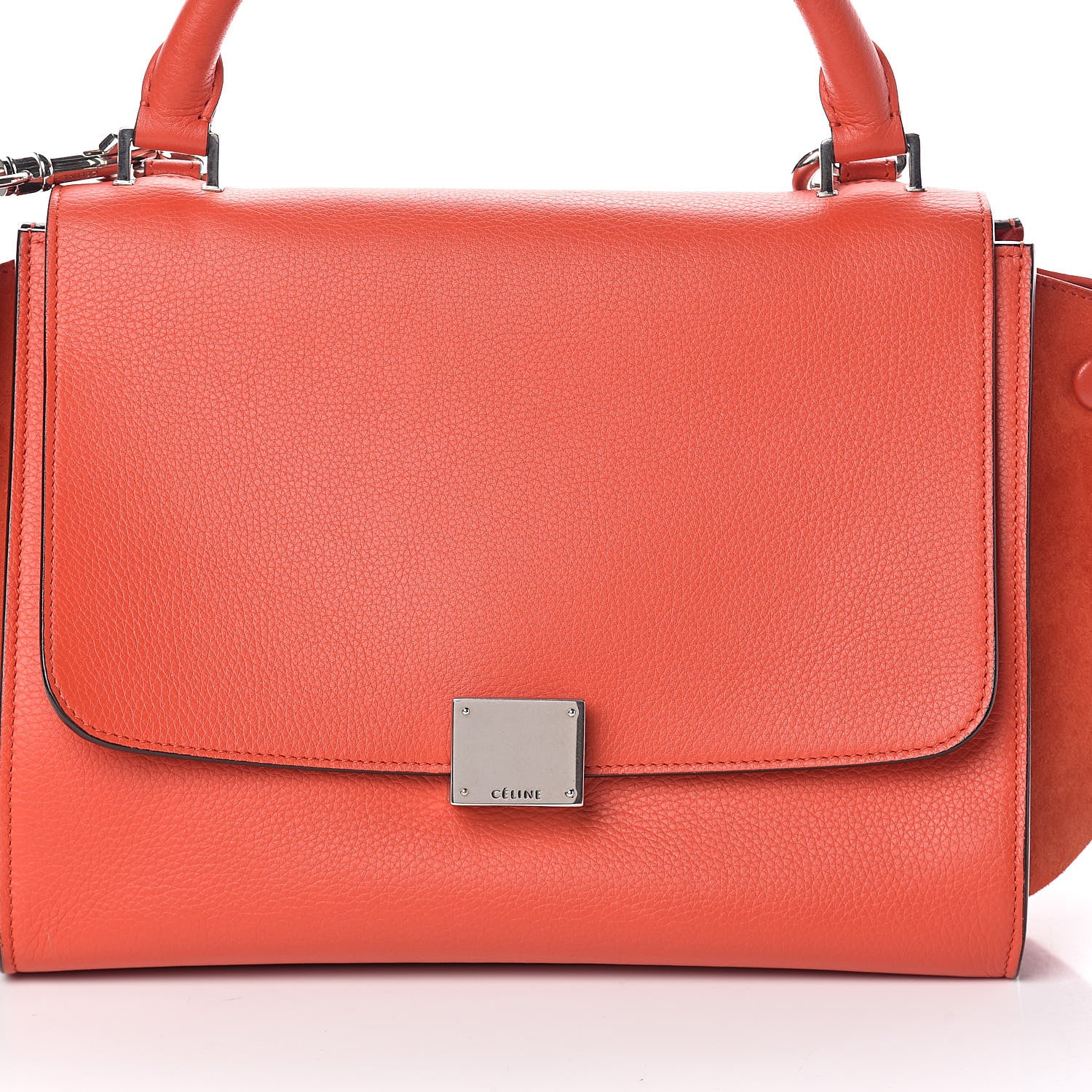 Celine Drummed Calfskin Suede Small Trapeze Vermillion 7 of 9