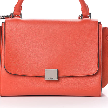 Celine Drummed Calfskin Suede Small Trapeze Vermillion 7 of 9