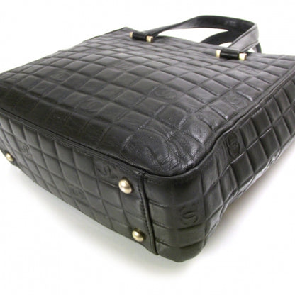 Chanel Leather Chocolate Bar Quilted Tote Black 5 of 10