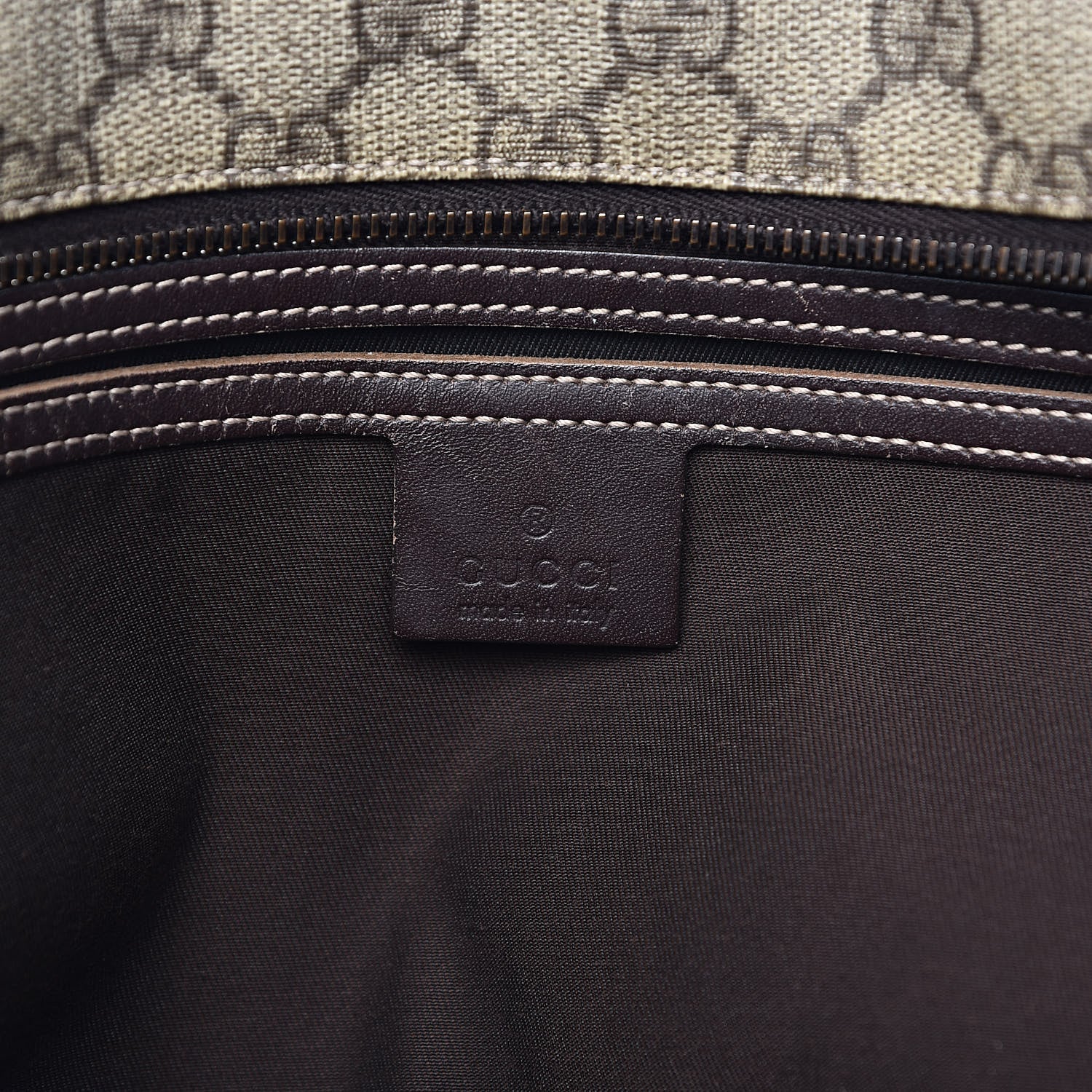 Gucci GG Supreme Monogram Medium Zippered Shopping Tote Dark Brown 6 of 21
