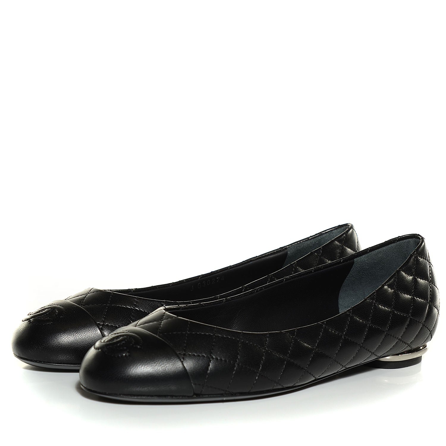 Chanel Lambskin Quilted Cap Toe Ballerina Flats 37 Black 3 of 7