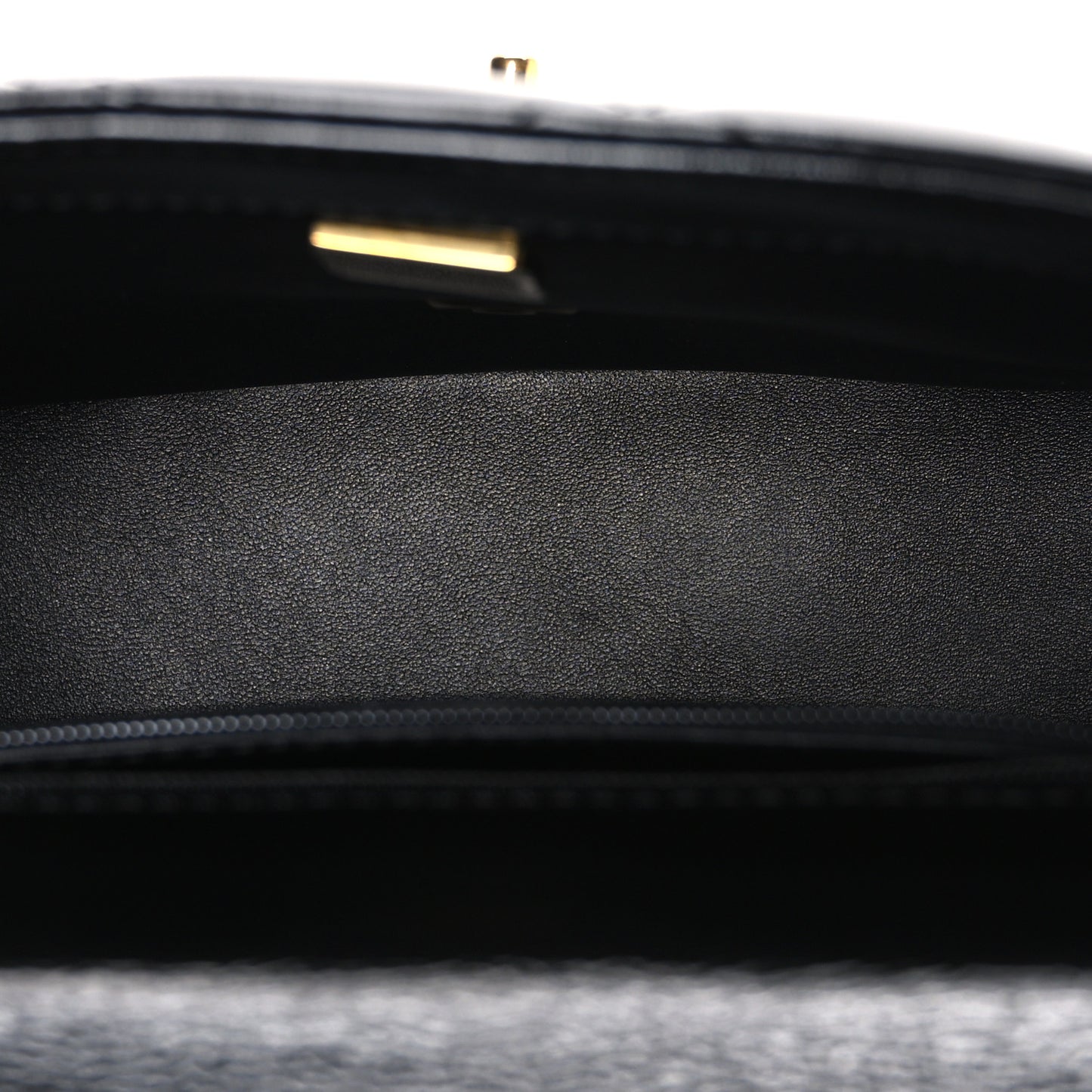 Shiny Lambskin Quilted Twisted Links Top Handle Flap Black