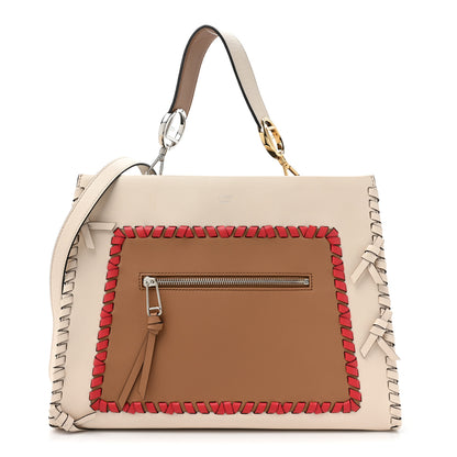 Fendi Vitello Century F is Whipstitch Bi-Color Regular Runaway Satchel Camelia Orzo Multicolor 1 of 14