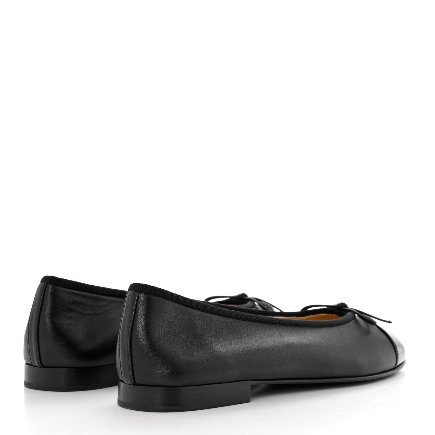 Lambskin Patent Cap Toe Ballerina Flats 41 Black