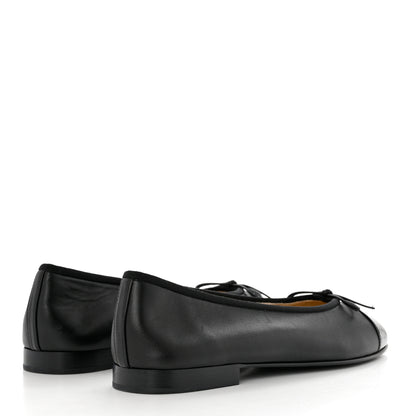 Chanel Lambskin Patent Cap Toe Ballerina Flats 41 Black 4 of 9